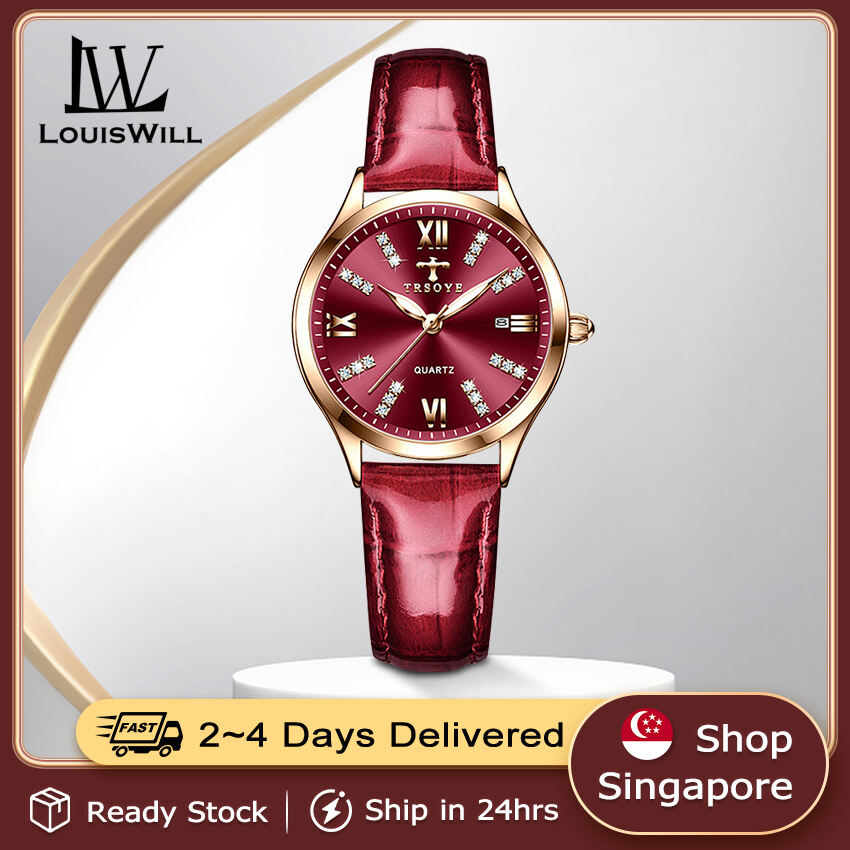 LouisWill Women Watches Diamond Casuals Retro Leather Strap Watches Quartz Watches Calendar Dial Luminous Pointer Watches 3ATM Waterproof Watches Business Wristwatch for Women Ladies