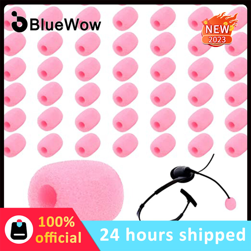 BlueWow Lapel Headset Microphone Windscreen, Pink Microphone Sponge Foam Cover Mini Size Lavalier Microphone Windscreen for Variety of Headset Microphone
