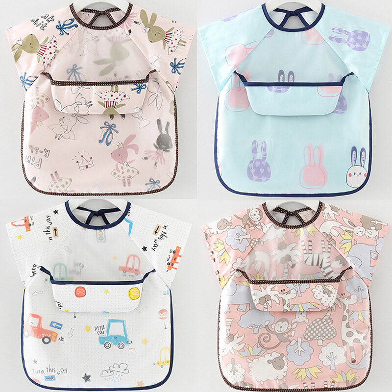 Cute Cartoon Baby Bibs Waterproof Infant Eating Children Drawing Sleeveless Baby Bandana Bibs Soft Baby Bib Baby Feeding Stuff