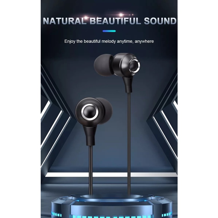 Bass Type C and 3.5mm Audio Jack Compatible for All Devices Earpiece Earphone Headphone Headset Ear buds Free Case