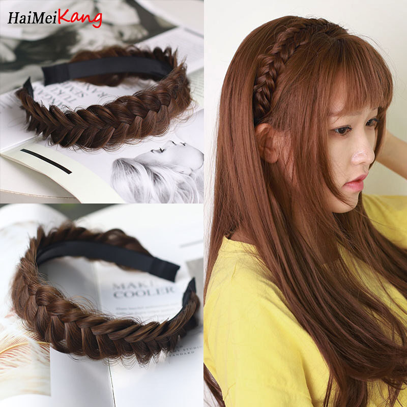 1pc Shou Fashion Korean Hairband Simple Creative Fishbone Braid Wig Headband Hair Accessories for Girl