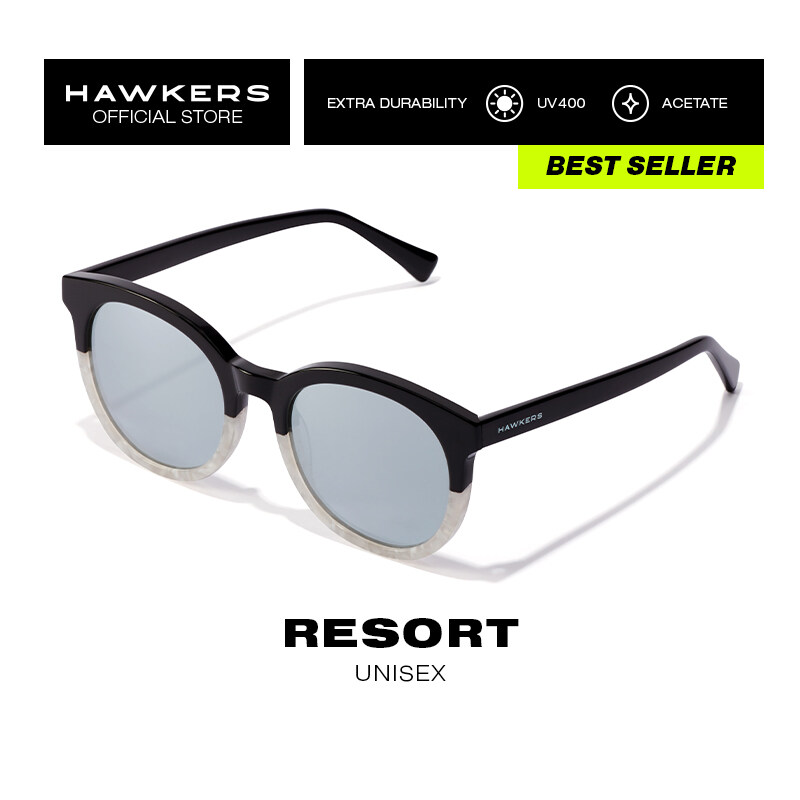 Hawkers - RESORT Mirror Black and White Sunglasses UV400 Men Women HRES20HSX0
