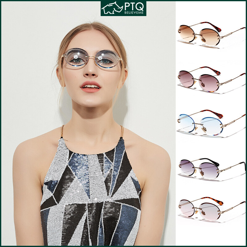 Rimless Cut Edge Sunglasses for Men Women Oval Fashion Glasses UV400 Metal Frame 2020 New Style Sun Glasses PTQ