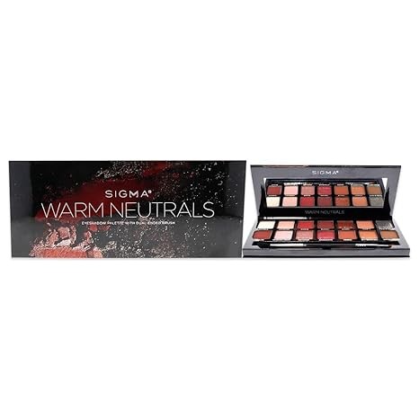 Sigma Beauty Warm Neutrals Eyeshadow Palette - 14 Warm Eyeshadow Shades in Matte, Shimmer and Metalic Finishes - Highly Pigmented Vegan Eye Makeup Palette - Clean Beauty Products